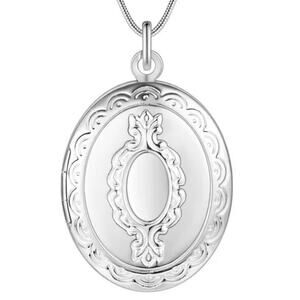 925 Silver Necklace w/ Locket Vtg Victorian Fashion Valentine's Birthday Gift